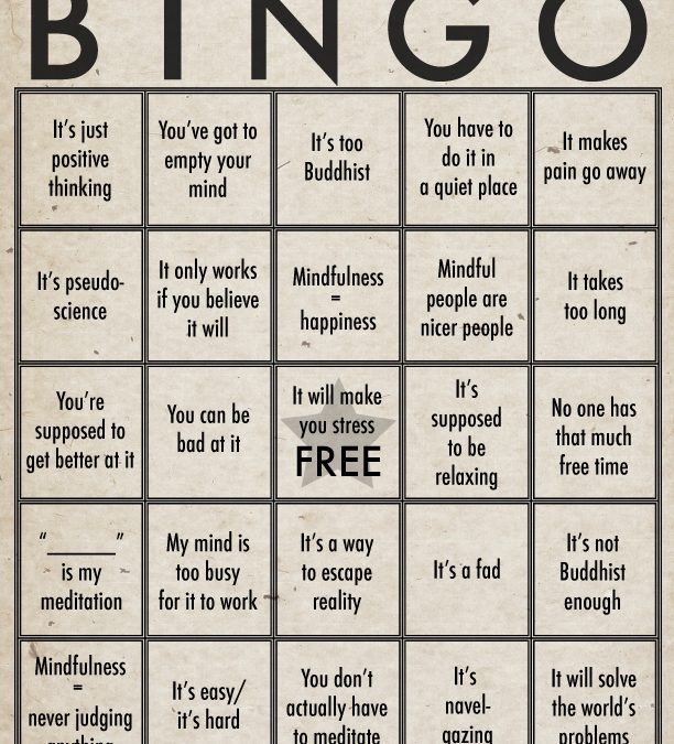 Mindfulness misconception bingo